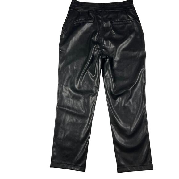 7 for All Mankind Vegan Faux Leather Ankle Pants Side Zip Cross Waist Size L - Picture 7 of 12